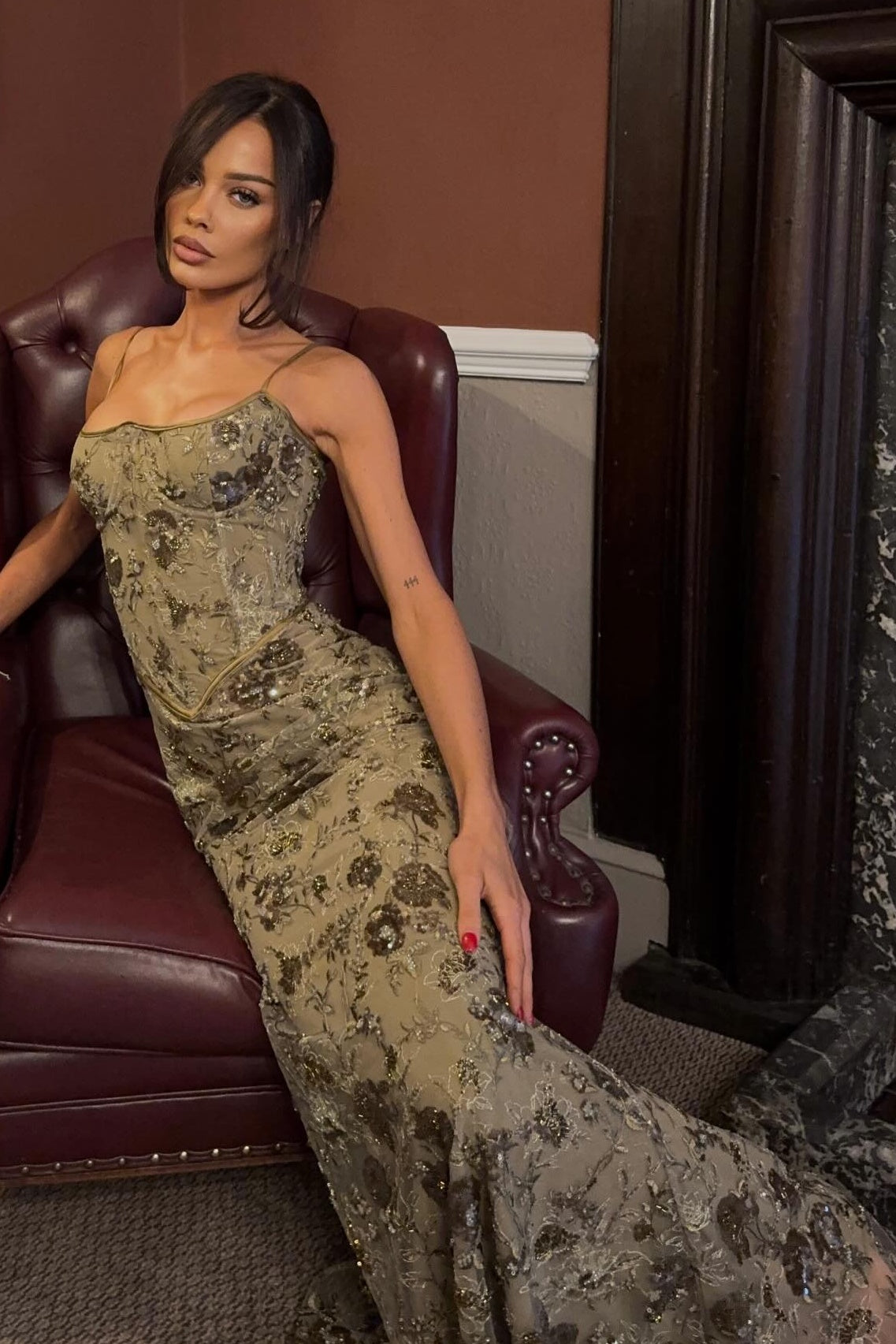 Gorgeous Mermaid Spaghetti Straps Green Lace Long Prom Dress with Appliques
