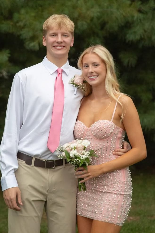 Gorgeous Sheath Spaghetti Straps Light Pink Short Homecoming Dress with Pearls