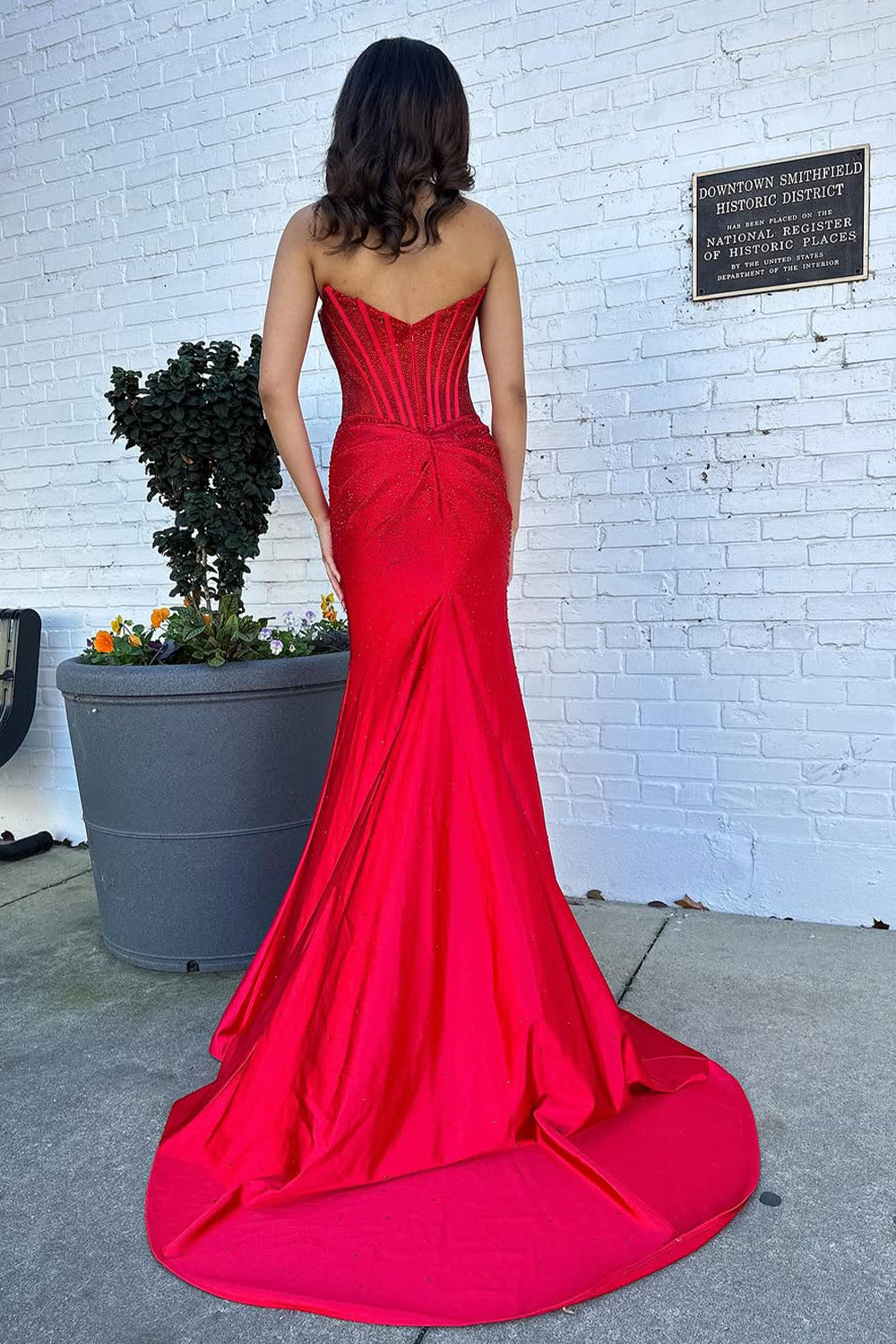 Blush Pink Corset Long Beaded Prom Dress with Rhinestone Details