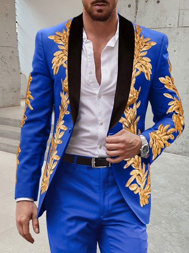 Men's Tailored Fit Single Breasted One-button 2 Pieces Wedding Suits Royal Blue