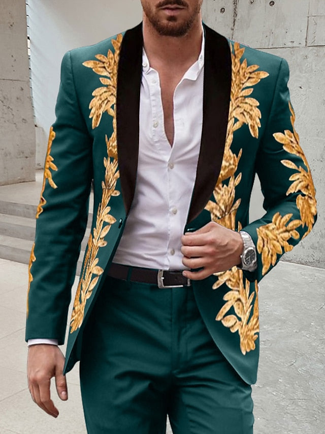Men's Tailored Fit Single Breasted One-button 2 Pieces Wedding Suits Dark Green