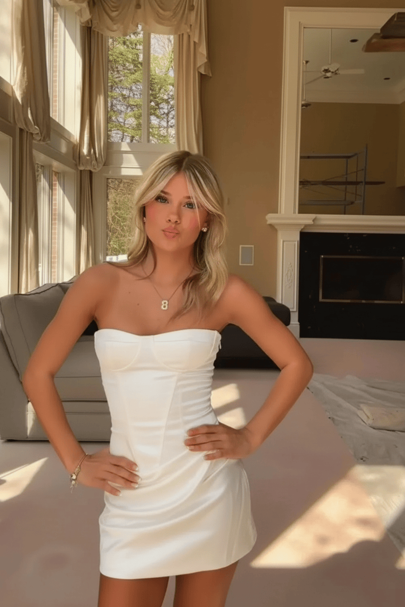 Light Blue Strapless Satin Mini Homecoming Dress with Corset Bodice