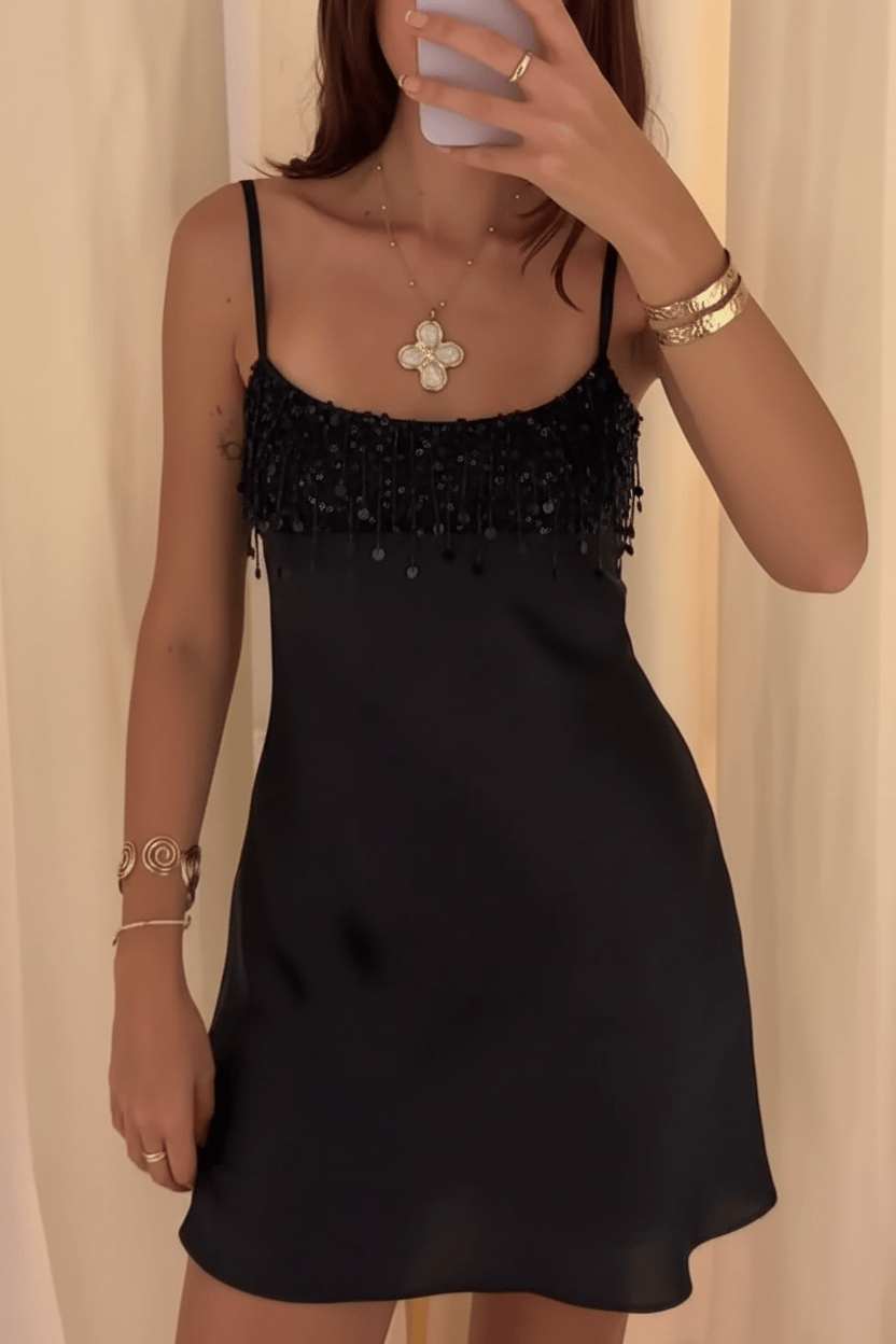 Stunning A Line Spaghetti Straps Green Satin Short Homecoming Dress with Taasels
