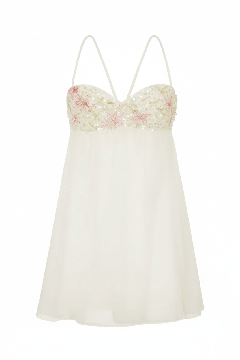 Cute A Line Spaghetti Straps Light Yellow Mini Dress with Sequins