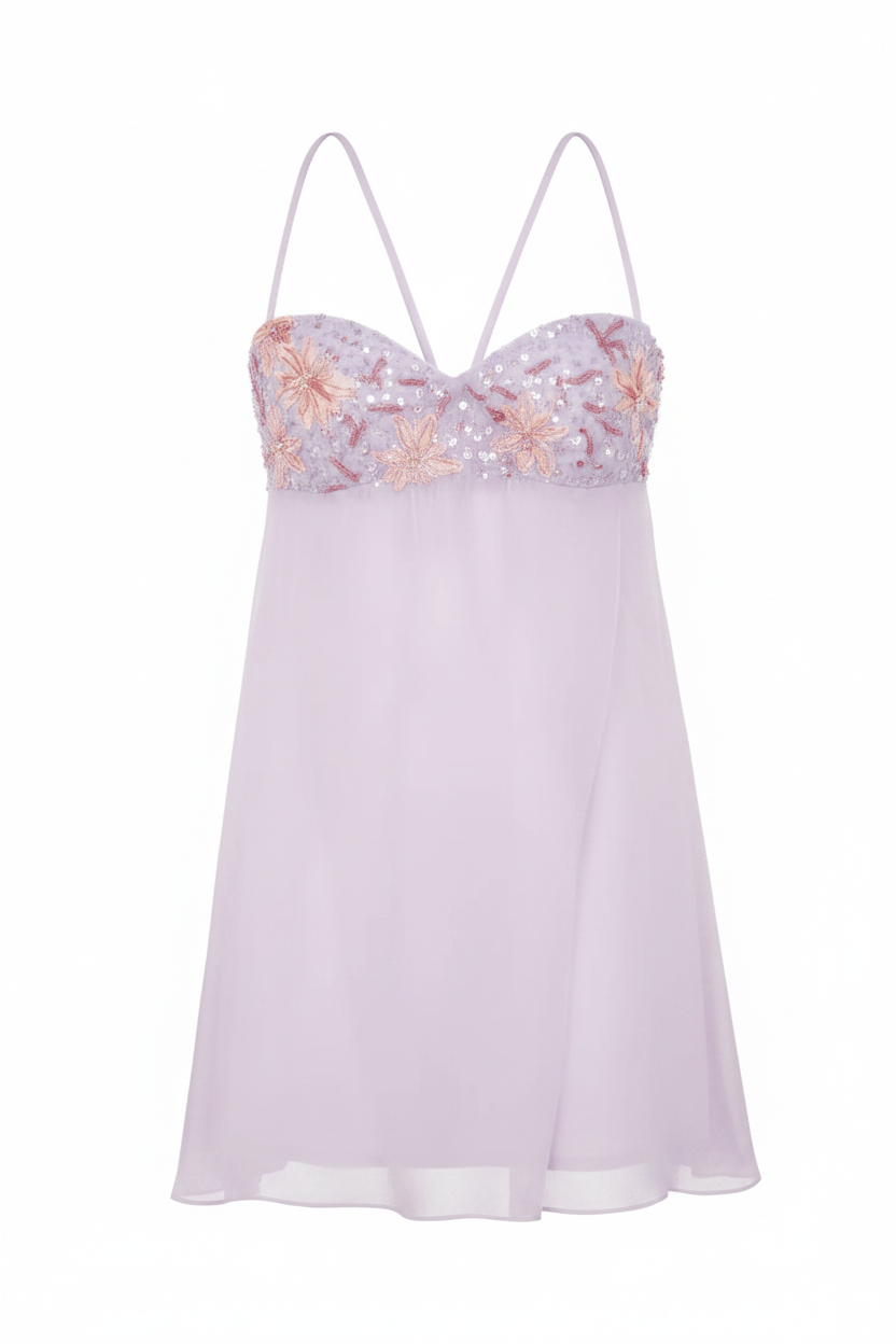 Cute A Line Spaghetti Straps Light Yellow Mini Dress with Sequins