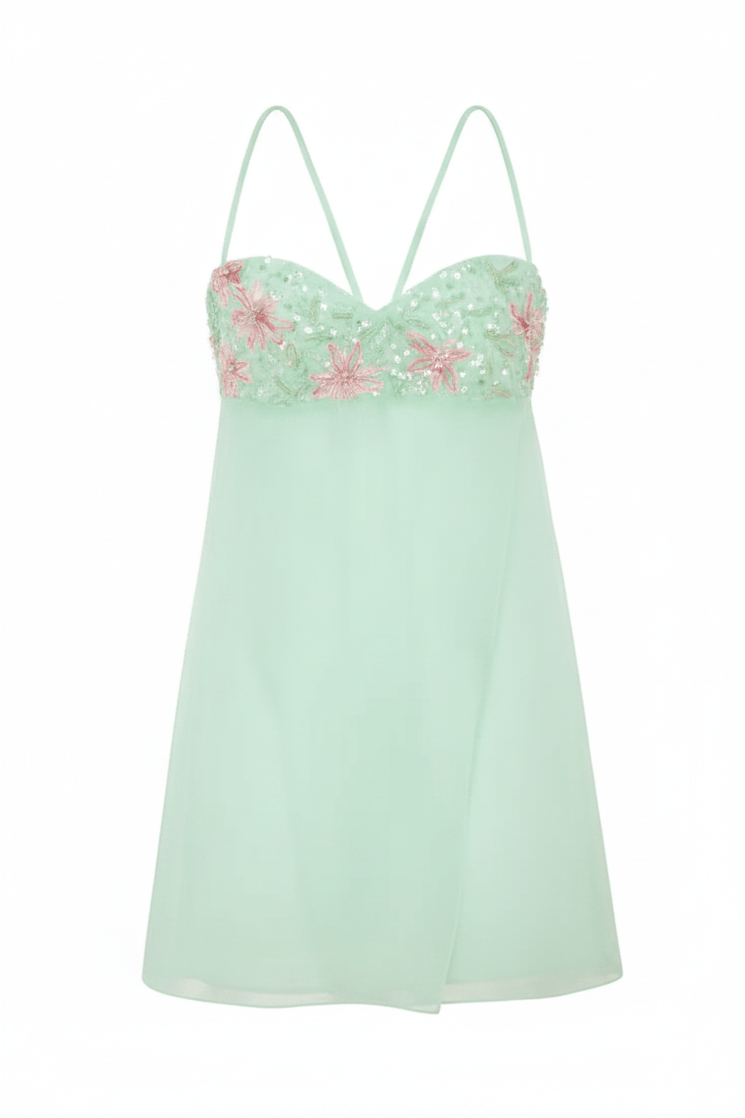 Cute A Line Spaghetti Straps Light Yellow Mini Dress with Sequins