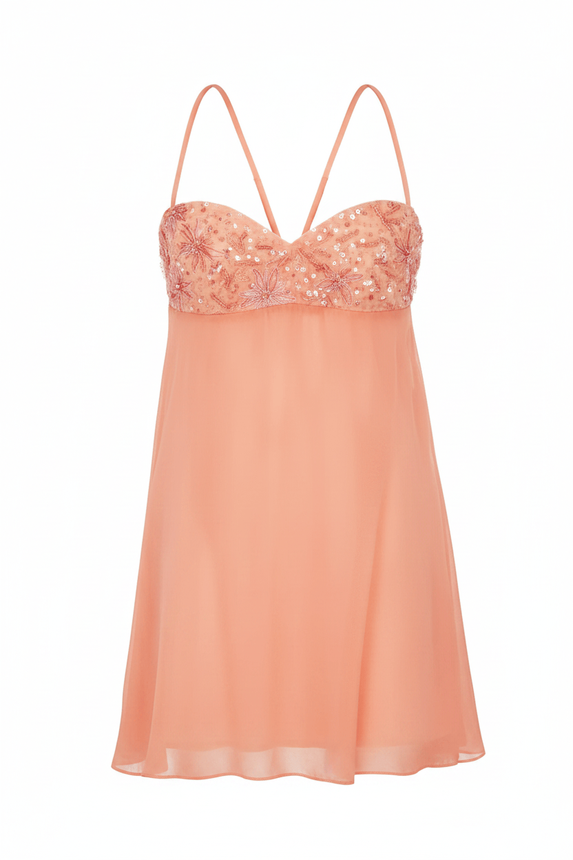 Cute A Line Spaghetti Straps Light Yellow Mini Dress with Sequins
