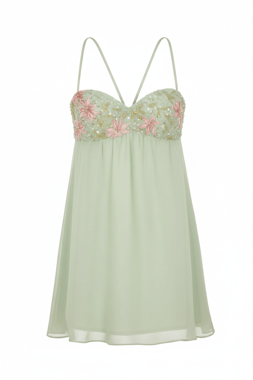 Cute A Line Spaghetti Straps Light Yellow Mini Dress with Sequins