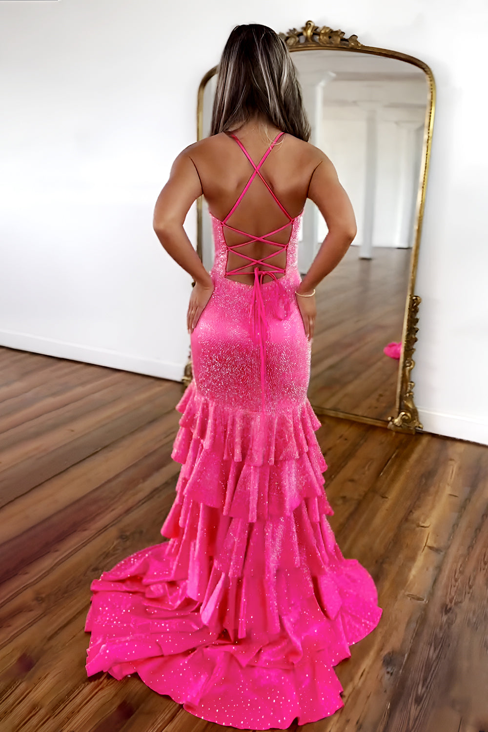 Luxurious Black Beaded Mermaid Prom Dress with Lace Up Corset and Thigh Slit