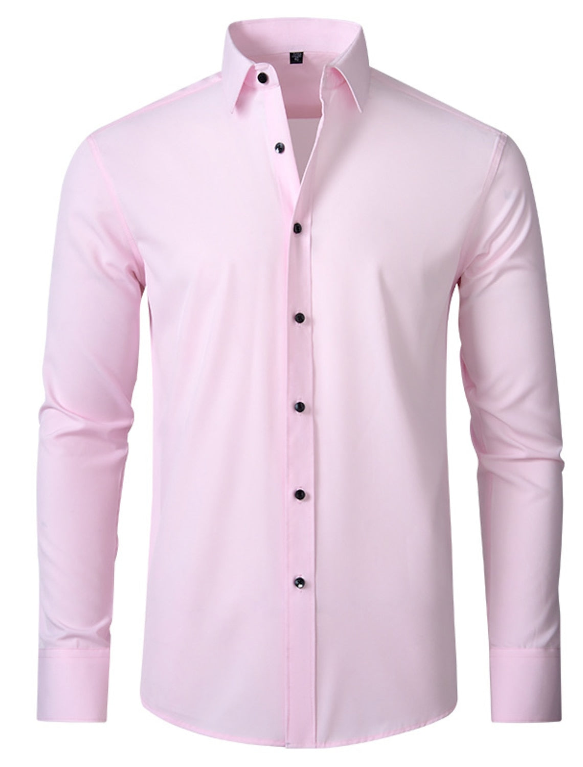 White Red Black Purple Pink Men's Long Sleeves Classic Solid Color Shirt Pink