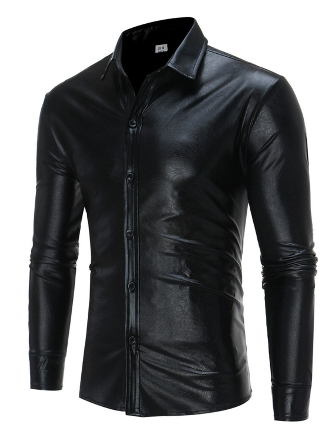 Gold Silver Black Men's Long Sleeves Party Printed Shirt Black