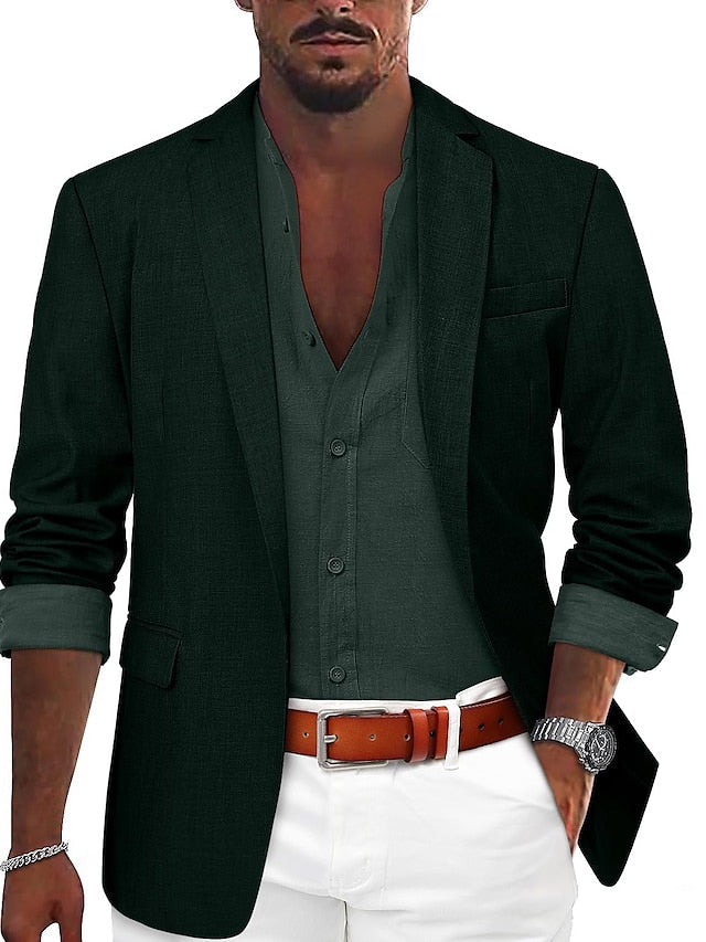 Men's Fashion Tailored Fit Single Breasted One-button Casual Blazer Jacket ArmyGreen
