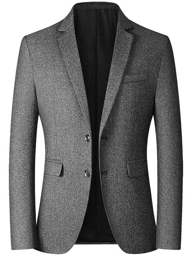 Men's Tailored Fit Single Breasted Two-buttons Blazer Jacket Gray