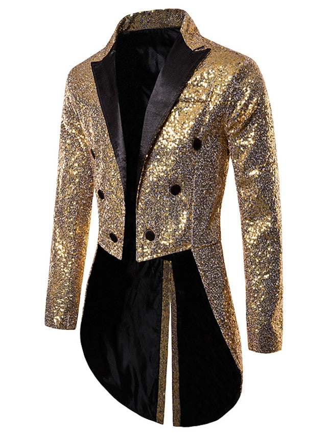Men's Tailored Fit Double Breasted Six-buttons Party Jacket Gold