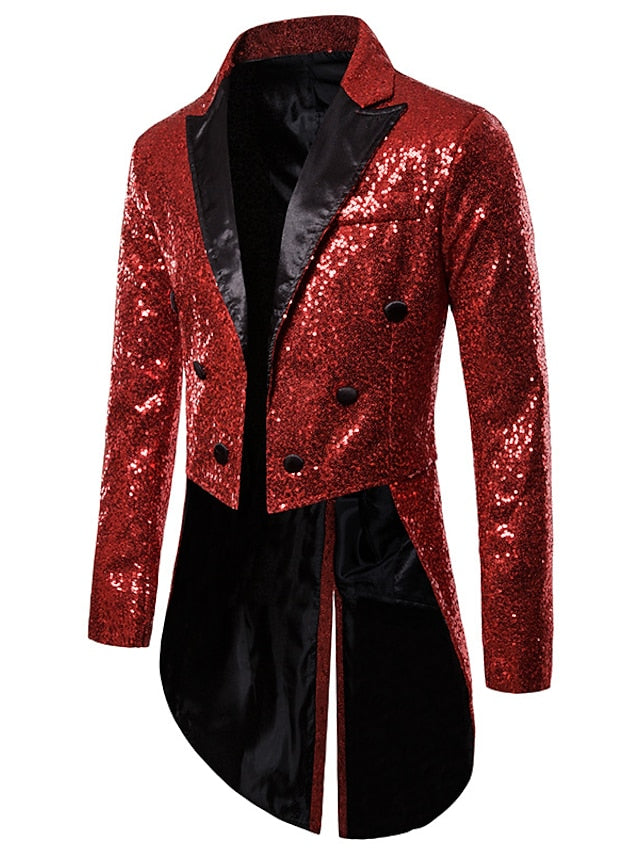 Men's Tailored Fit Double Breasted Six-buttons Party Jacket Red