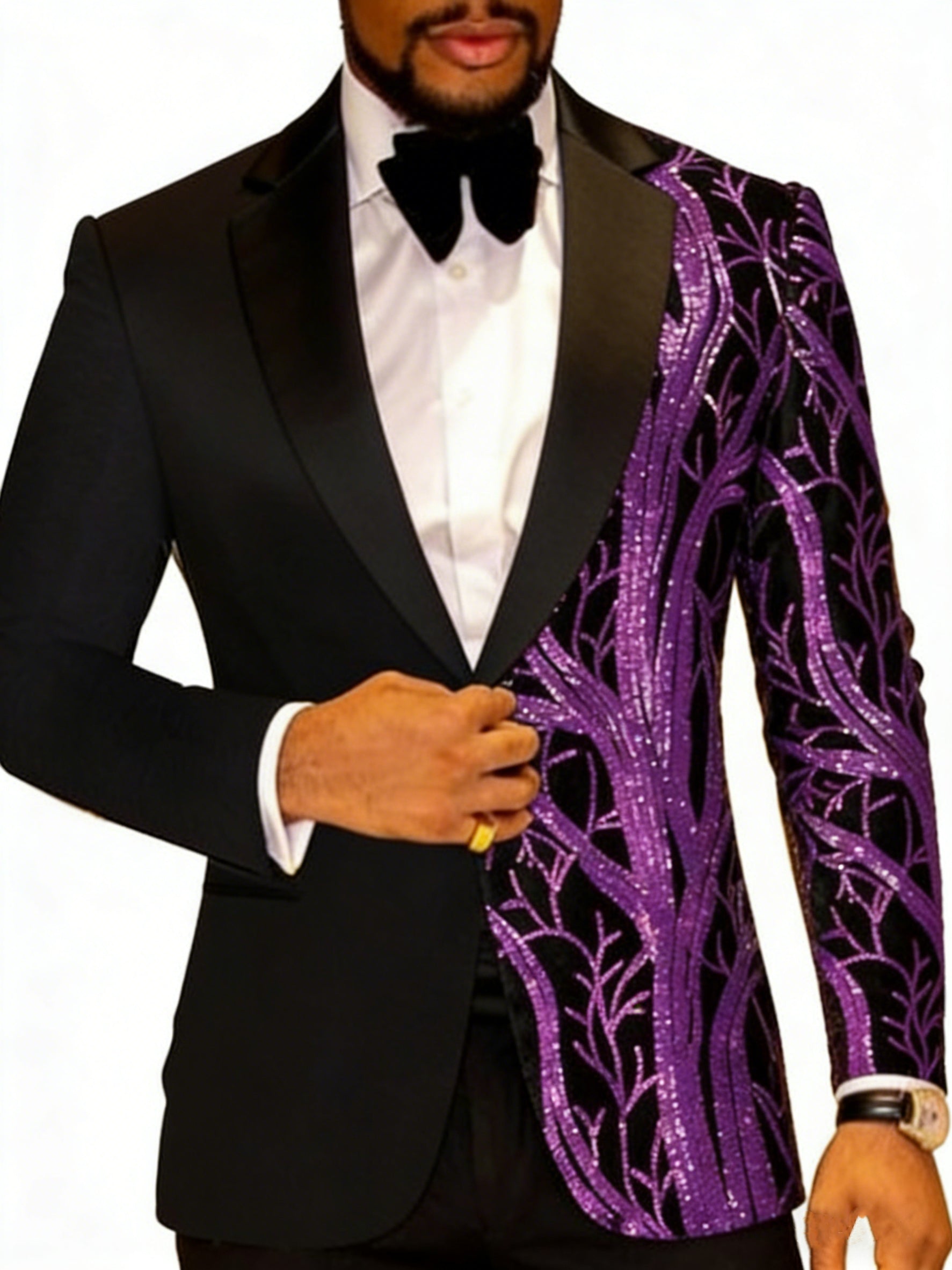 Men's Standard Fit Single Breasted One-button 2 Pieces Party Suits Purple