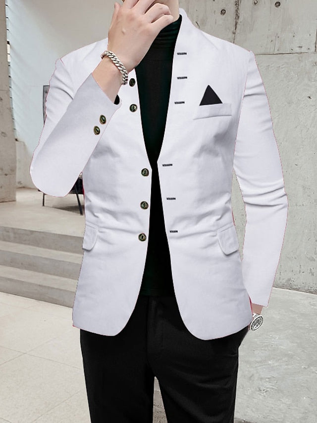 Men's Regular Fit Single Breasted Three-buttons Blazer Jacket White