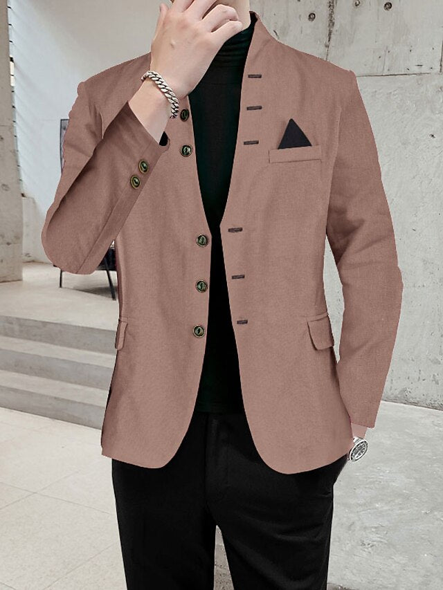 Men's Regular Fit Single Breasted Three-buttons Blazer Jacket Khaki