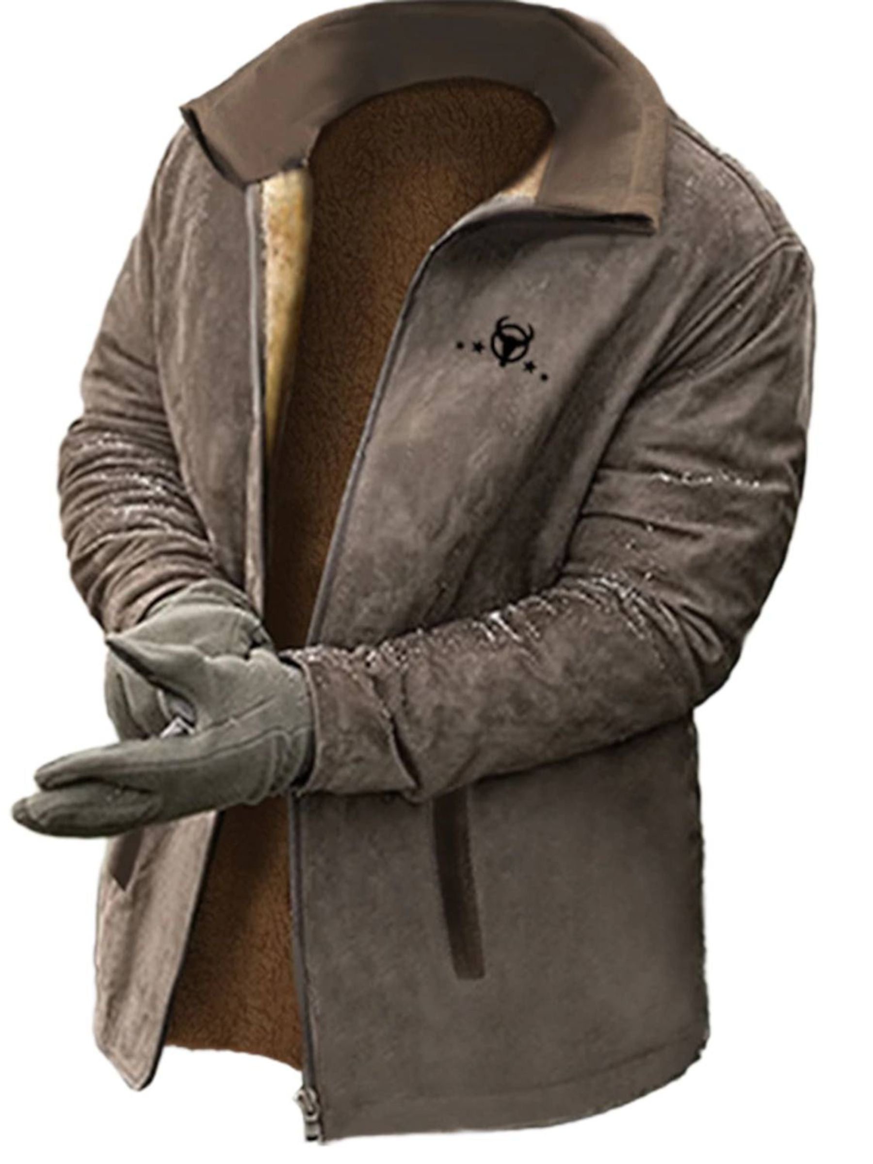 Men's Suit Winter Warm Fashion Brown Daily Cowboy Jacket Camel