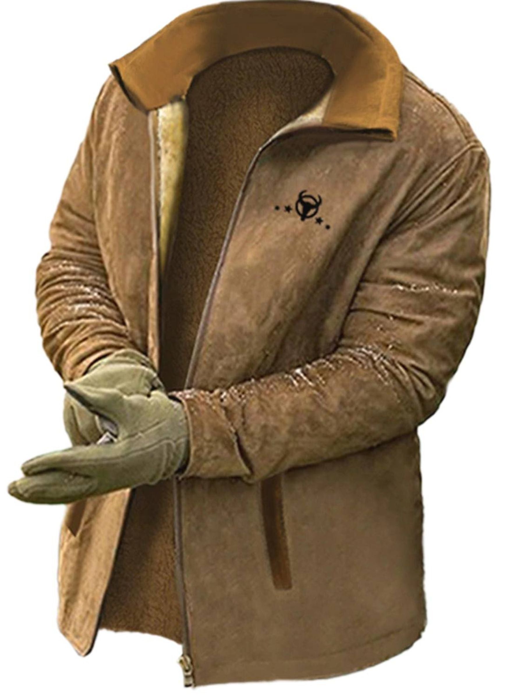 Men's Suit Winter Warm Fashion Brown Daily Cowboy Jacket Light Brown