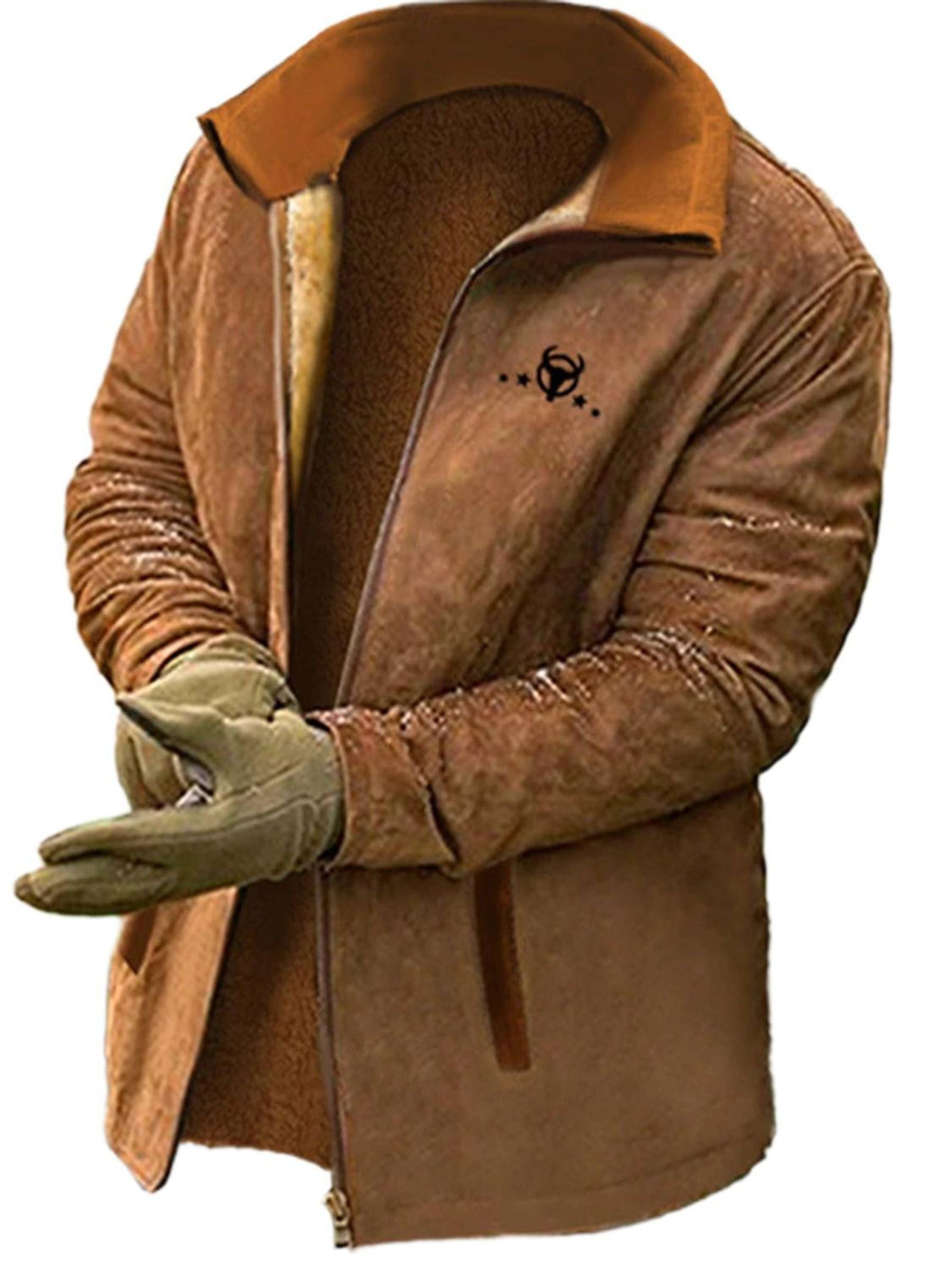 Men's Suit Winter Warm Fashion Brown Daily Cowboy Jacket Brown