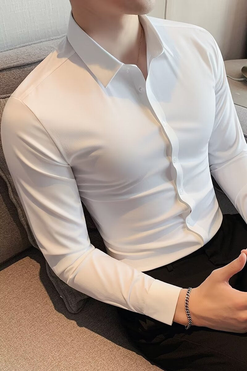 Men's Standard Fit Long Sleeve Classic Shirt White