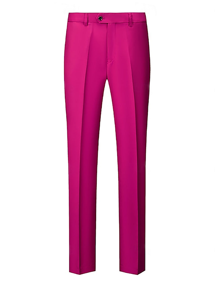 Fuchsia Men's Single Breasted Two-Buttons Standard Fit Solid Color Beach Wedding Prom Party Suits