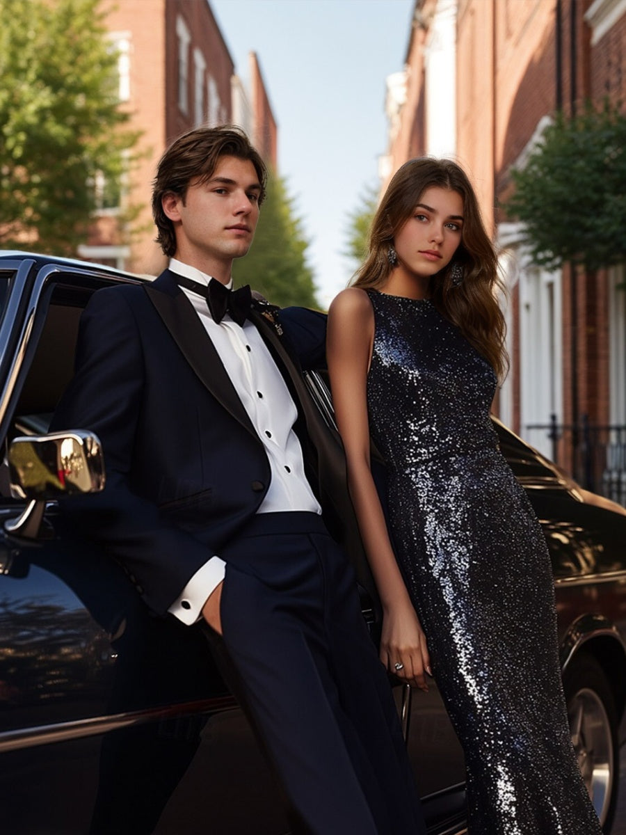 Men's Single Breasted One-button Peaked Lapel Luxurious Prom Party Suits