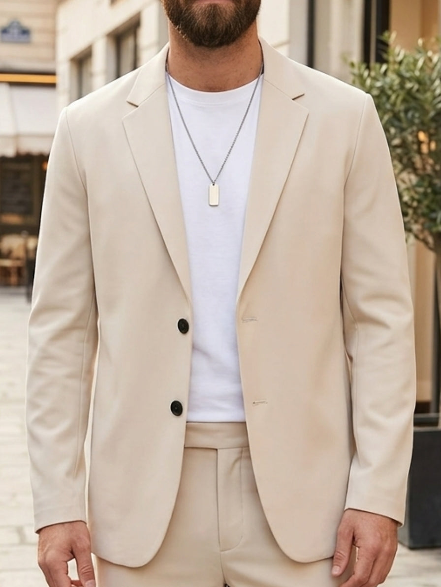 Men's Loose Top Single Western Thin Jacket Single-Breasted Two-Buttons Khaki