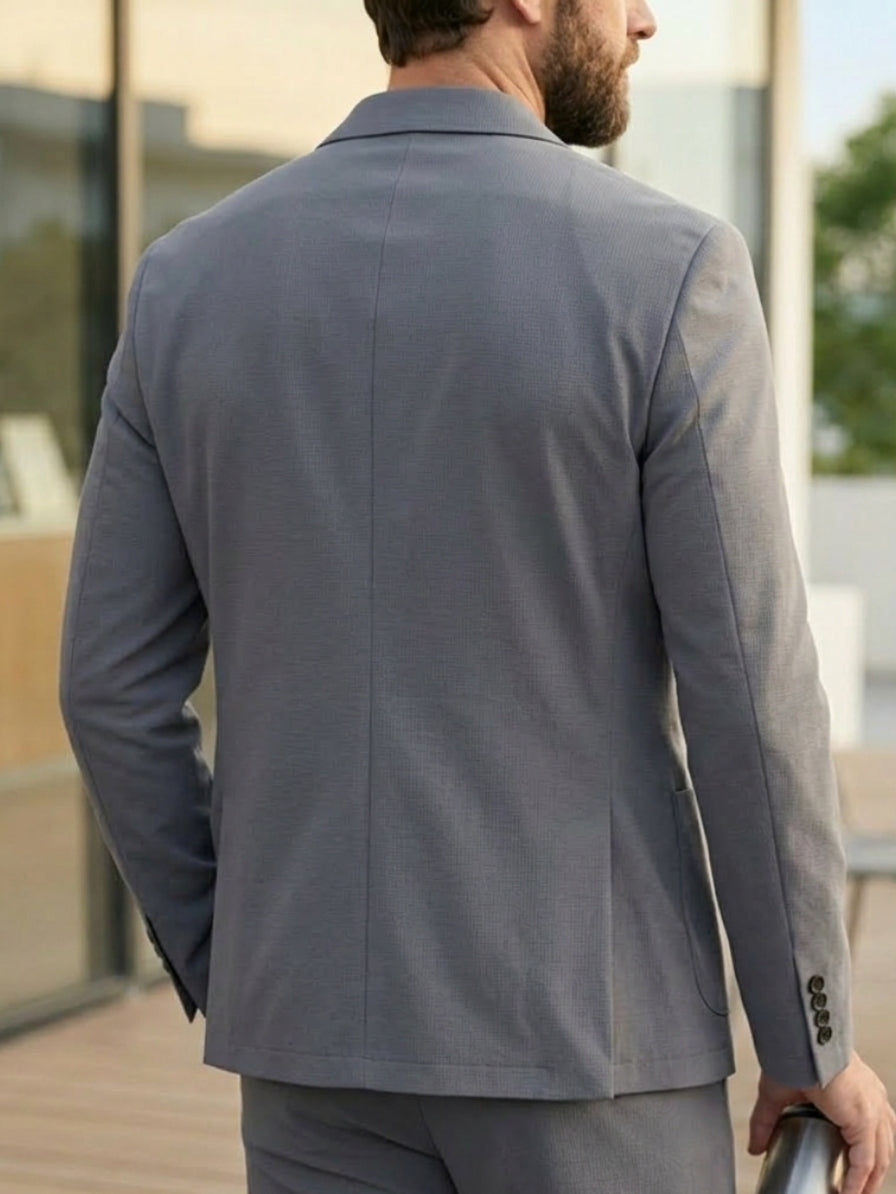 Men's No-Iron Ice Silk Sun Protection Jacket Single-Breasted Two-Buttons Ultra-Thin High-Elastic Black