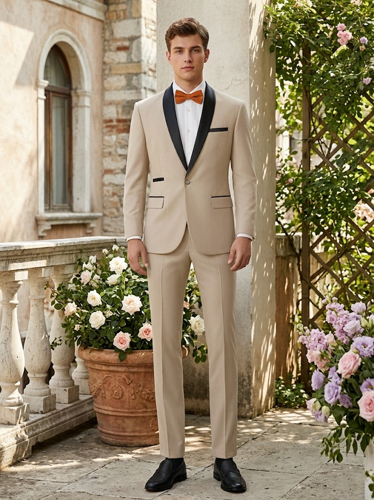 Men's 2-Piece Suit Jacket, Stretchable and Wrinkle-Resistant Beige