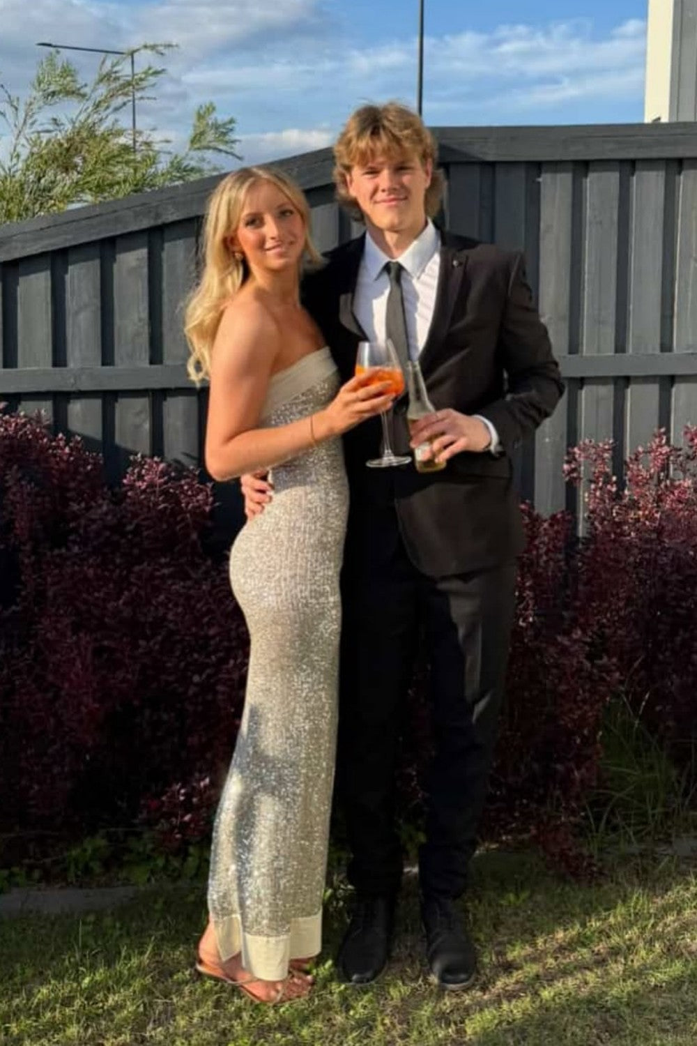 Modern Sequin Strapless Prom Gown with Minimalist Design and Glamorous Finish