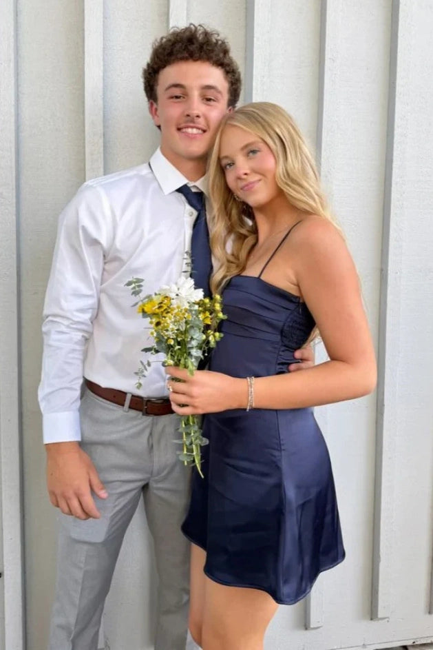 Light Pink Halter Mini Homecoming Dress with Twist Front