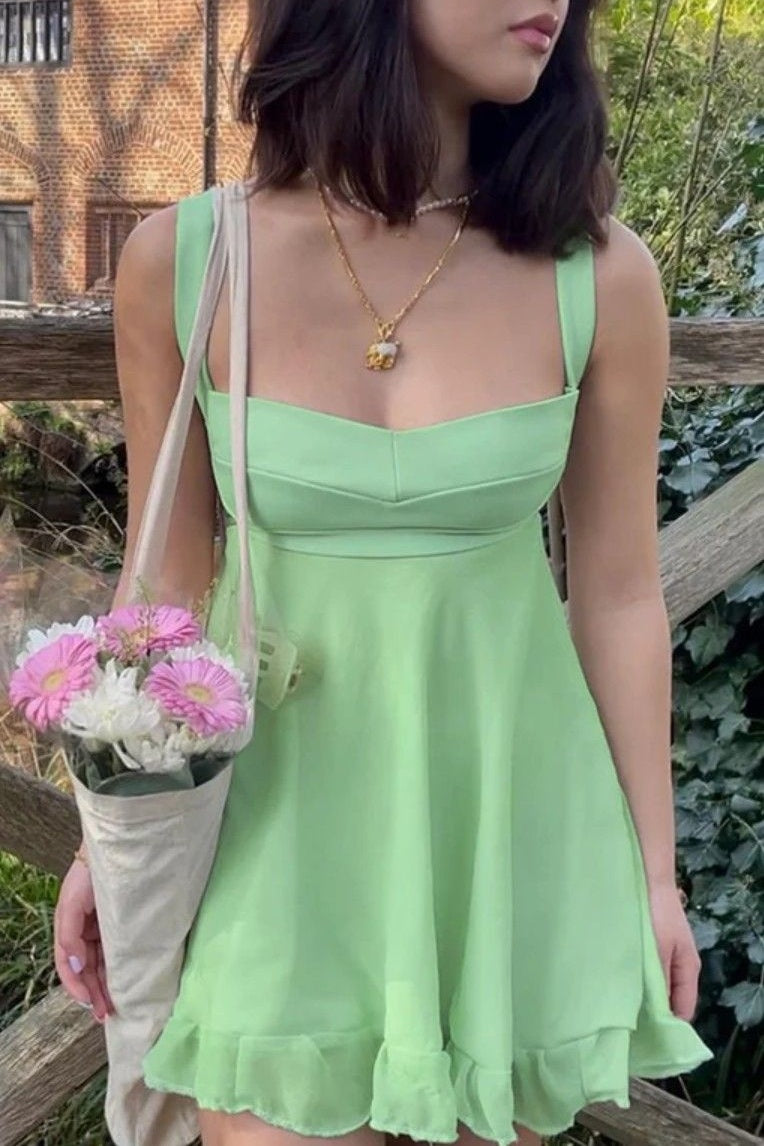 Pretty A Line Sweetheart Light Green Short Homecoming Dress with Ruffles