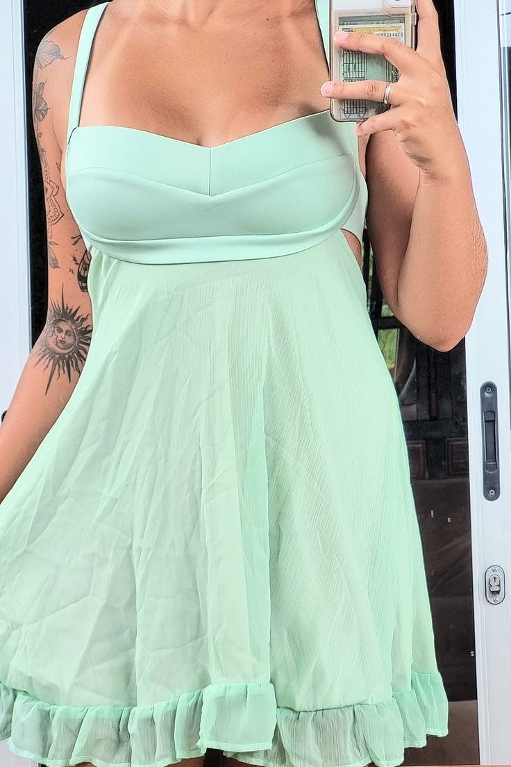 Pretty A Line Sweetheart Light Green Short Homecoming Dress with Ruffles