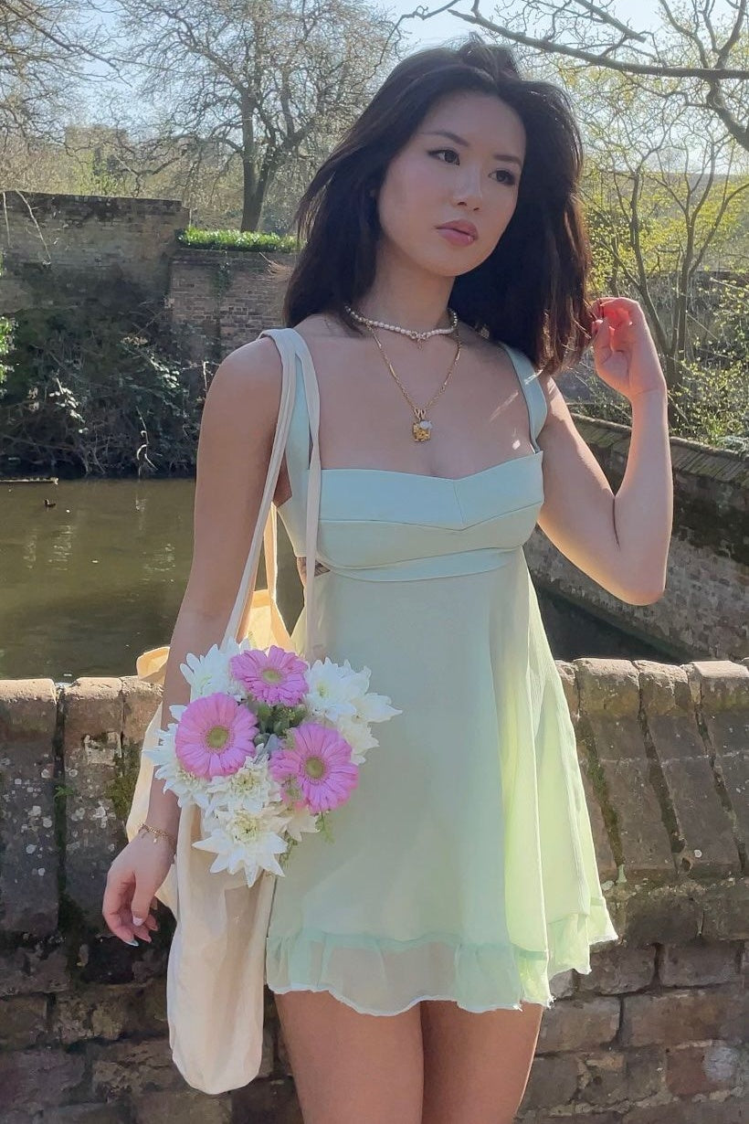 Pretty A Line Sweetheart Light Green Short Homecoming Dress with Ruffles