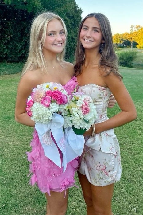Pretty Sheath Sweetheart Hot Pink Short Homecoming Dress with Appliques