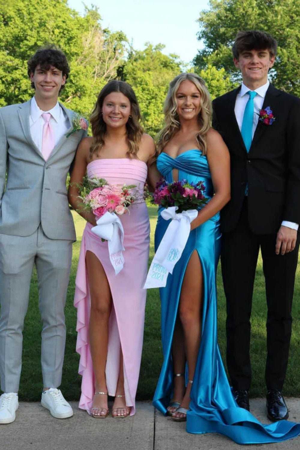 Red Strapless Ruched Strapless Long Mermaid Prom Dress with High Slit