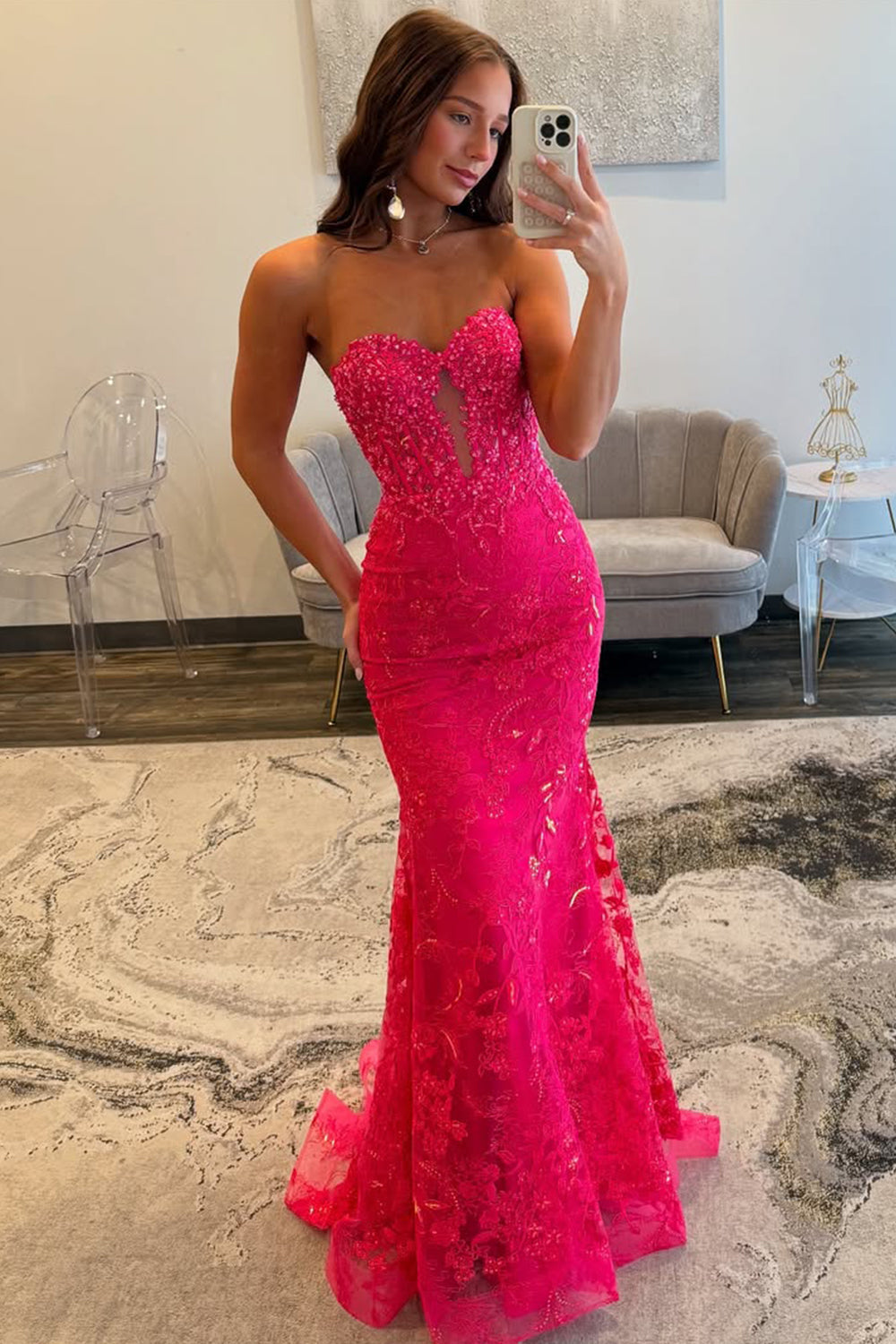 Backless Sequin Mermaid Prom Dress with Sweetheart Neckline and Delicate Appliques