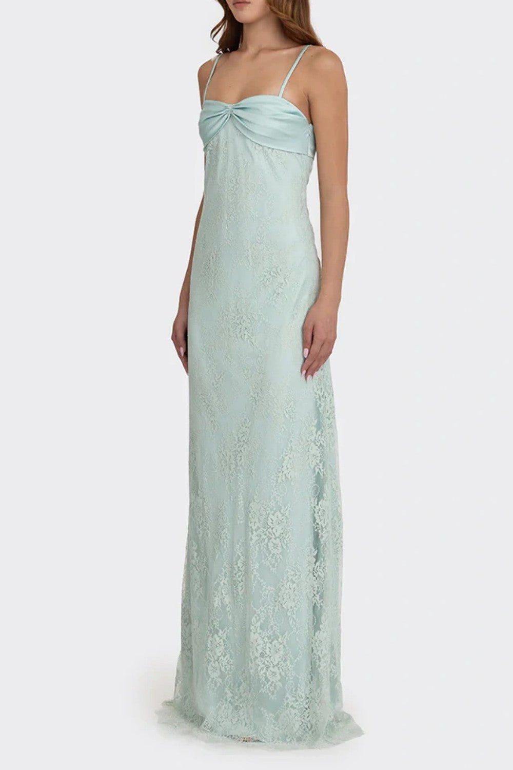 Romantic Blush Pink Lace Spaghetti Straps Prom Dress with Ruched Bodice