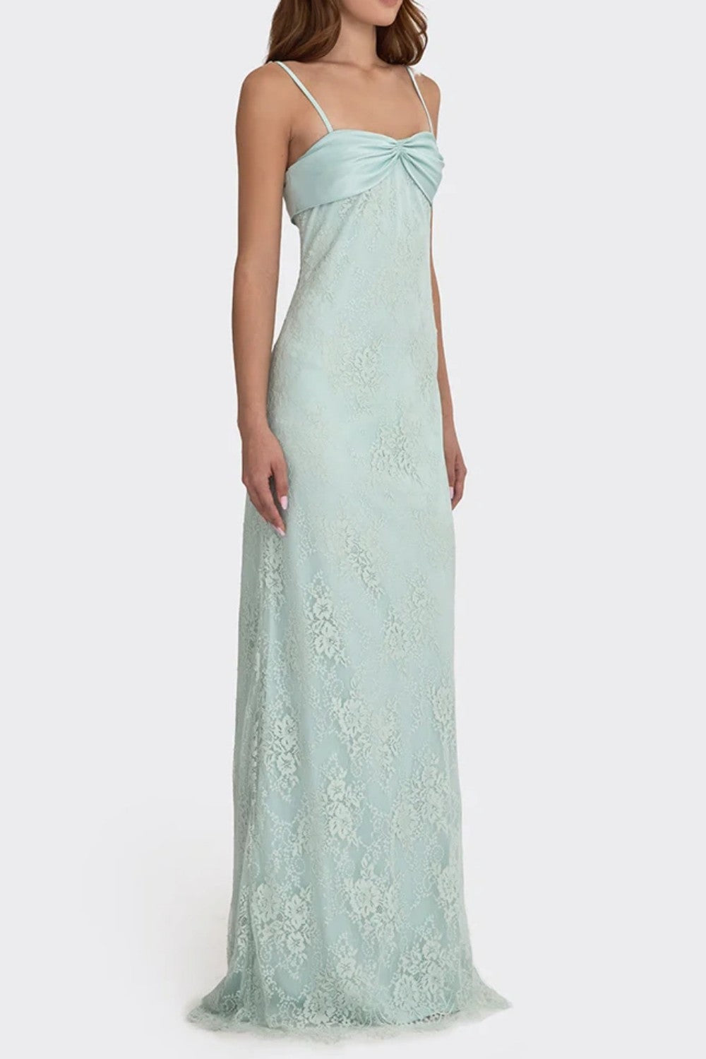 Romantic Blush Pink Lace Spaghetti Straps Prom Dress with Ruched Bodice