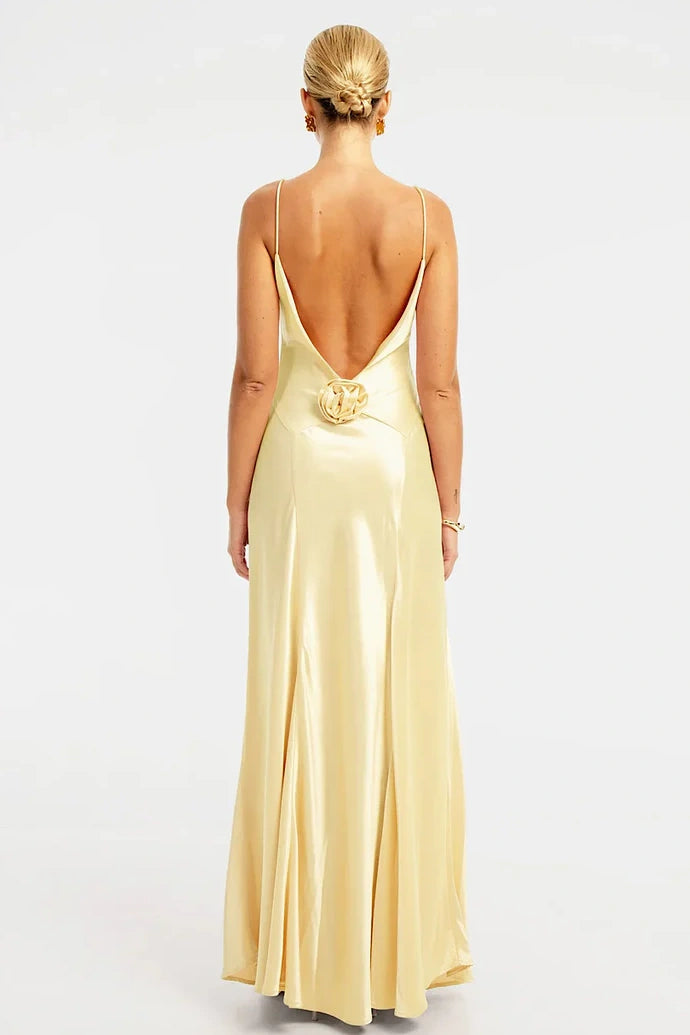 Simple Sheath Spaghetti Straps Dusty Blue Long Prom Dress with 3D Flowers