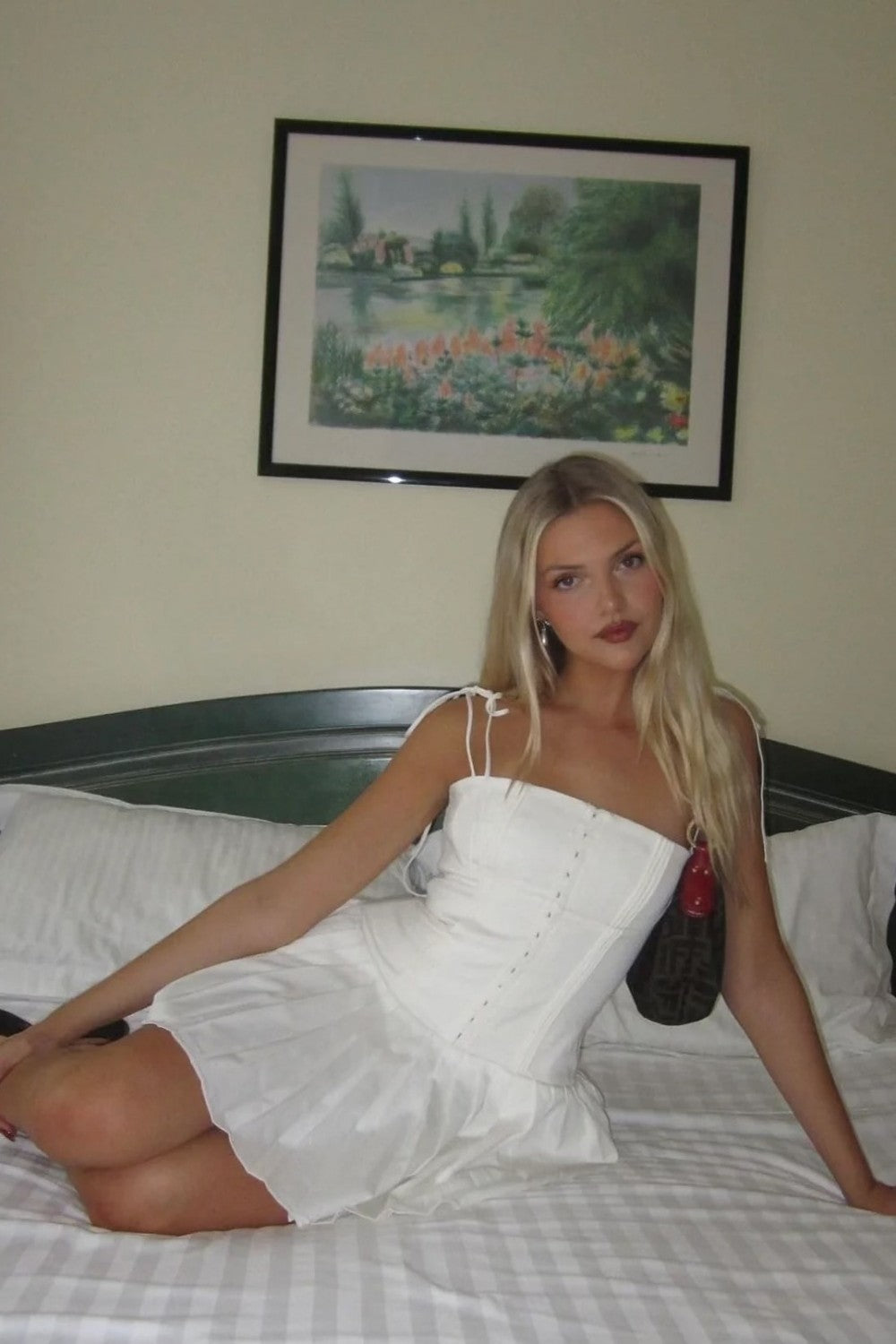 Simple White A-Line Homecoming Dress with Spaghetti Straps and Corset-Inspired Bodice