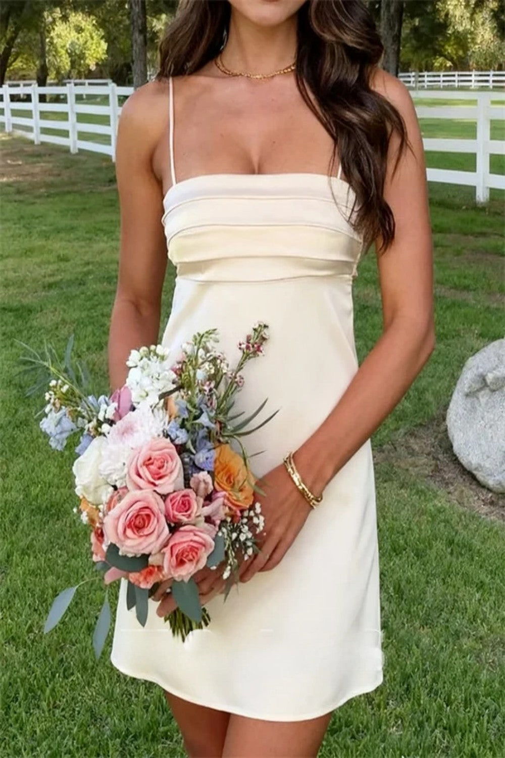 Soft Satin Spaghetti Straps A-Line Mini Homecoming Dress