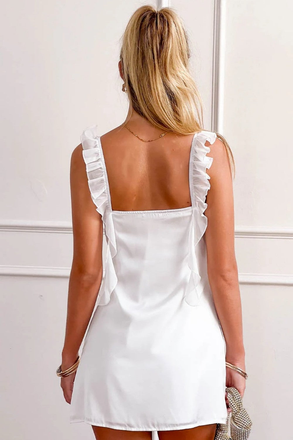 Spaghetti Strap Homecoming Dress with Ruffle Accents