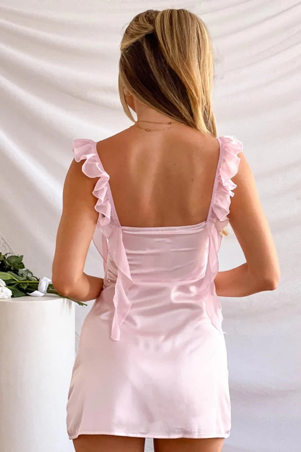 Spaghetti Strap Homecoming Dress with Ruffle Accents