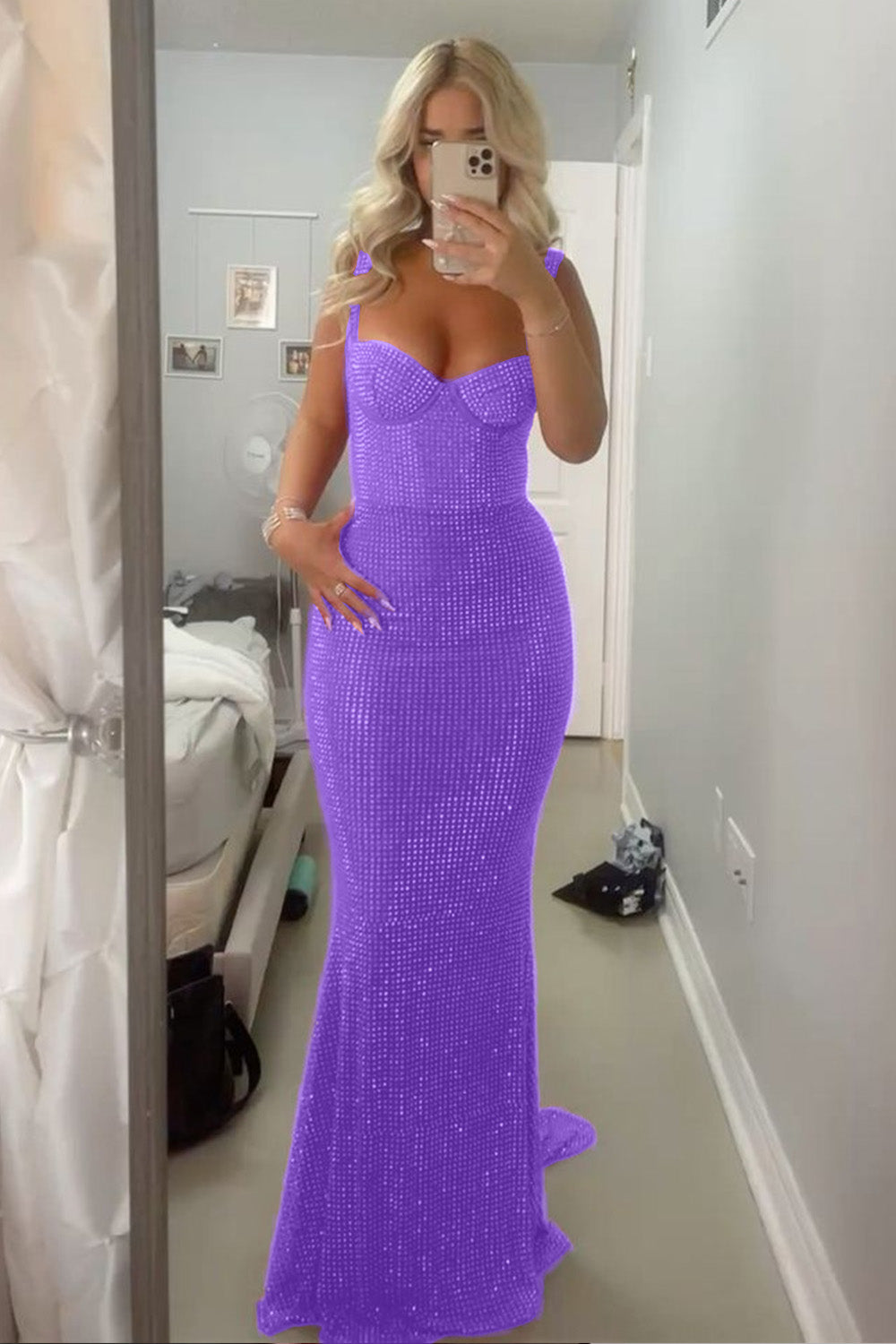 Sparkly Mermaid Sweetheart Red Long Prom Dress with Beading