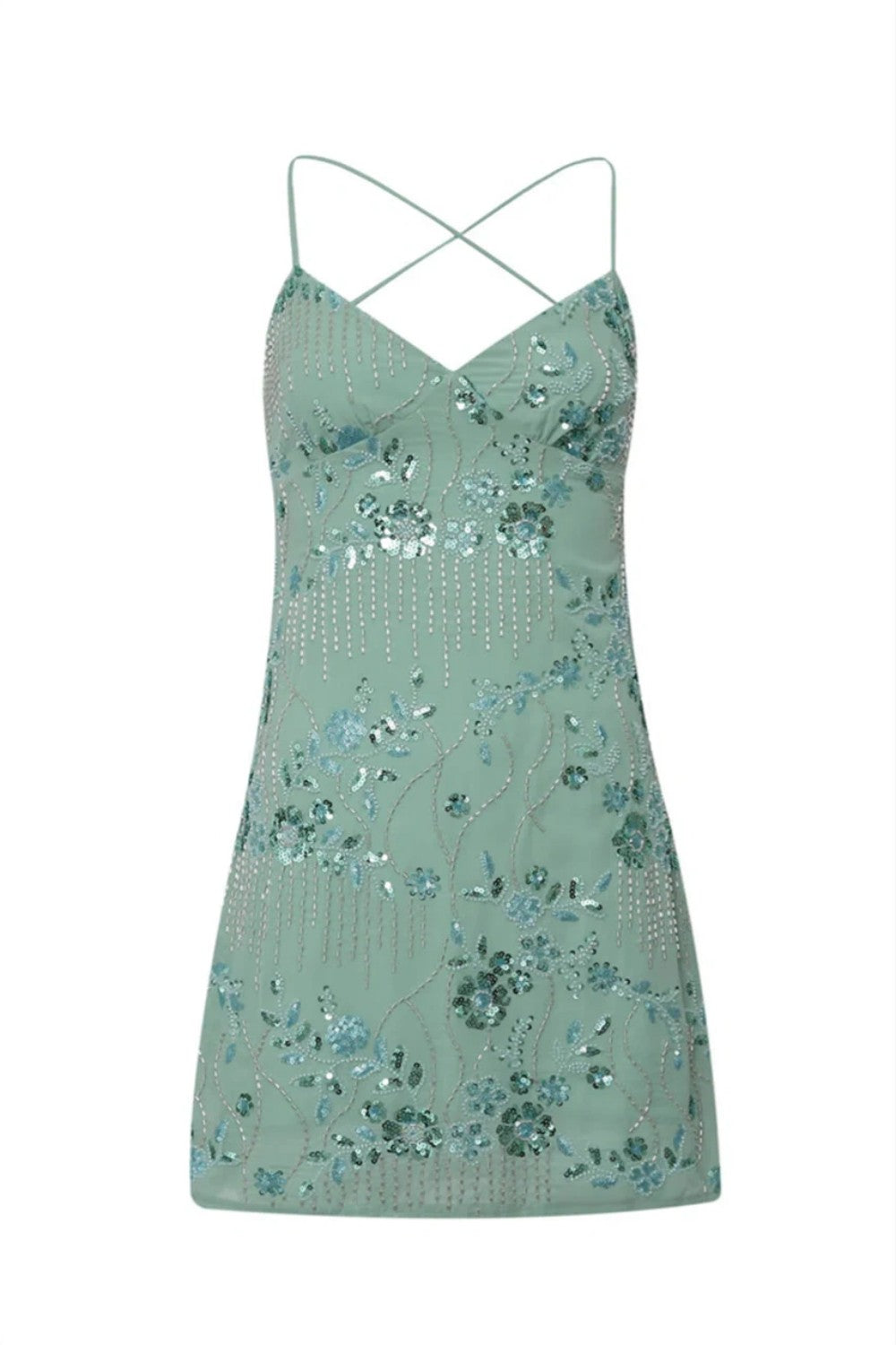 Stunning Beaded Sheath Homecoming Dress with Spaghetti Straps and Floral Embellishment