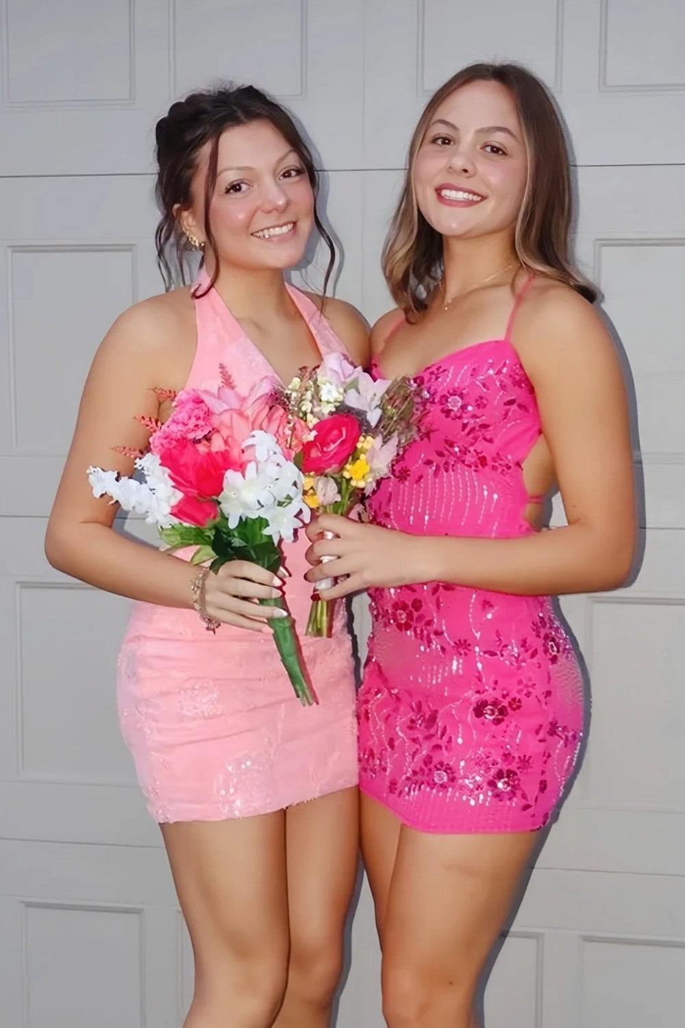 Stunning Beaded Sheath Homecoming Dress with Spaghetti Straps and Floral Embellishment