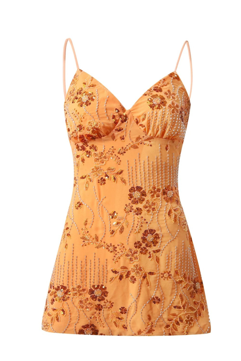 Stunning Beaded Sheath Homecoming Dress with Spaghetti Straps and Floral Embellishment